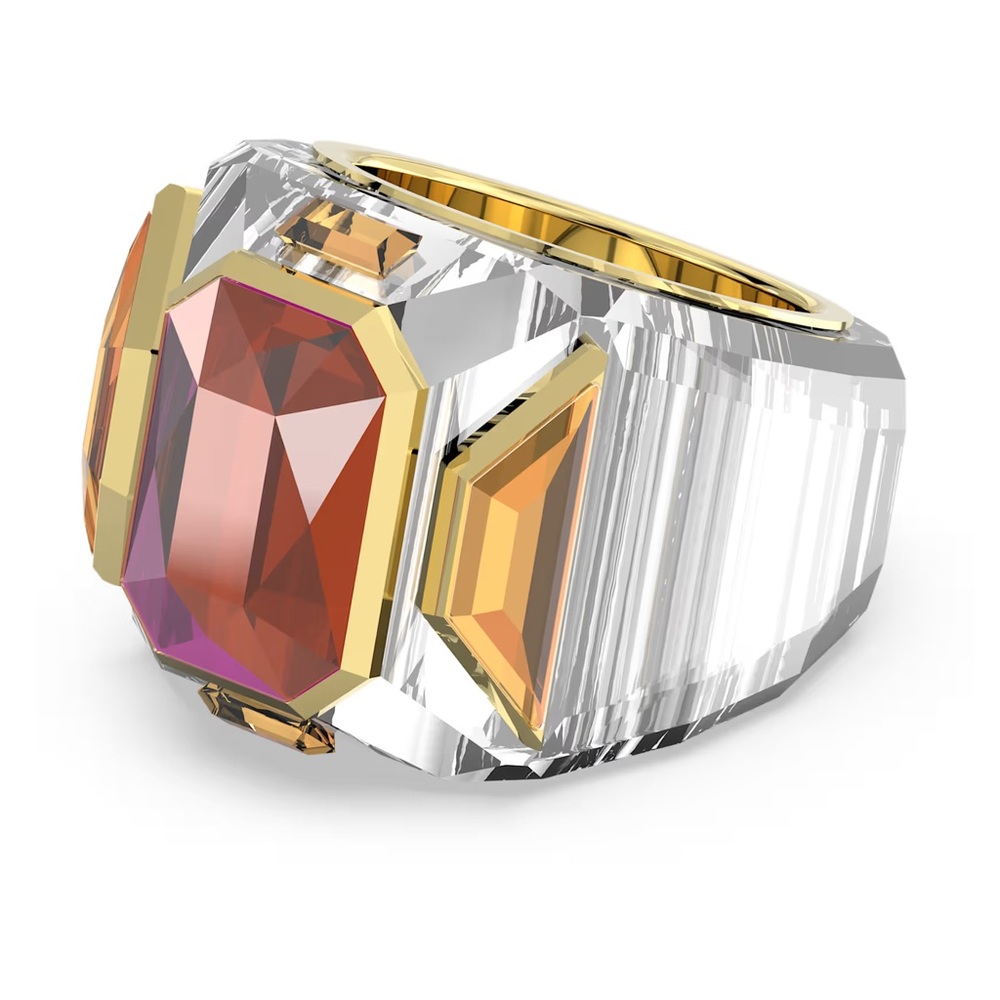 Swarovski Chroma cocktail ring, Pink, Gold-tone plated